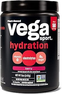 VegaSport Hydration Electrolyte Powder, Berry - Post Workout Recovery Drink for Women and Men, Vitamin C, Vegan, Keto, Sugar Free, Dairy Free, Gluten Free, Non GMO, 5 oz