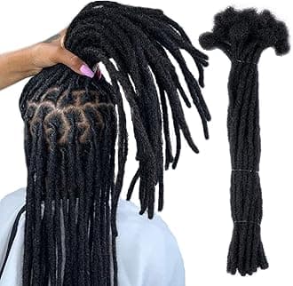 WacanDan 0.4cm Thickness 100% Human Hair Dreadlock Extensions 10 Inch 30 Strands Full Handmade Can be Dyed and Bleached Permanent Loc Extensions Human Hair Natural Black
