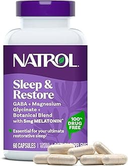 - Natrol Sleep & Restore Capsules - Calm Magnesium Glycinate, Magnesium Sleep Aid with GABA, Melatonin 5mg, Botanical Blend, 30 Day Supply