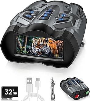 4K Night Vision Goggles, Night Vision Binoculars for Adults,10X Digital NightVision, 9 Gear Infrared with 32GB TF Card,4000mAh Battery, 3.5" HD Screen Binoculars gray