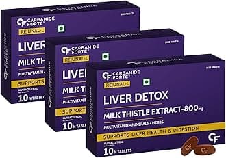 Carbamide Forte Liver Support Supplement with Milk Thistle Extract 800mg (30:1), Multivitamins & Amino Acid | Liver Detox Supplement 10 Veg Tablets (Pack of 3)