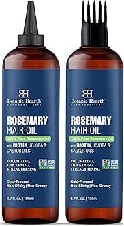 Botanic Hearth Hair Oil for Hair Growth | Rosemary Oil for Hair Growth with Biotin, Castor & Jojoba | Hair Relaxers & Dry Scalp Treatment | Color Safe | All Hair Types | Set of 2 (6.7 Fl Oz)