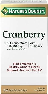 Nature's Bounty Cranberry Dietary Supplement, Supports Urinary Tract and Immune Health, Softgels, 25,200 Mg, 60 Ct