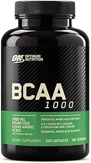 Optimum Nutrition Instantized BCAA Branched Chain Essential Amino Acids Capsules, 1000mg, 200 Count