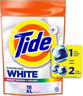 Power PODS White Laundry Detergent Pacs, 18 Count, Brilliant Whitening + Color Protect