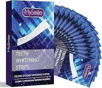 MySmile Teeth Whitening Strips 14 Treatments, Non-Sensitive Formula, Non-Slip 28 Whitening Strips for Sensitive Teeth, Fast Whitening, Safe Whitener for Smokers, Coffee Drinkers, Yellow Stains