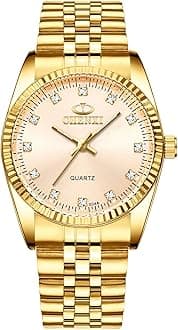 Fq-043 Classic Design Golden Stainless Steel Band Male Diamonds Quartz Wrist Watches for Man Gold