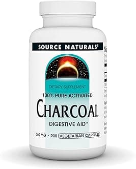 - Source Naturals Charcoal - 100% Pure Activated, Digestive Aid* - 200 Vegetarian Capsules