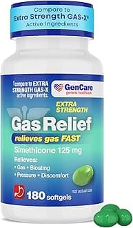 Extra Strength Gas Relief Simethicone 125mg (180 Softgels) Maximum Strength Anti Gas Pills for Bloating Relief, Pressure & Discomfort - Compare to Generic Extra Strength Gas X