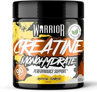Warrior Creatine Monohydrate Powder 300g (90 Servings) – Pure Micronised Creatine Powder Supplement for Men & Women, Pre & Post Workout Strength, Muscle Growth & Recovery, Vegan – Tropical Sunrise