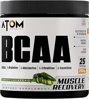 AS-IT-IS ATOM BCAA 250g with L-arginine, L-Carnitine, L-Citrulline for Energy Burst & Athletic Performance, Spicy Jalapeno