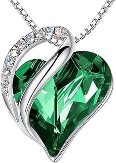 - Mothers Day Gift Necklaces for Women, Infinity Love Birthstone Heart Crystal Pendant, Birthday Anniversary Jewelry for Wife, Mom, and Her, Silver Plated, 18" + 2" Adjustable Chain