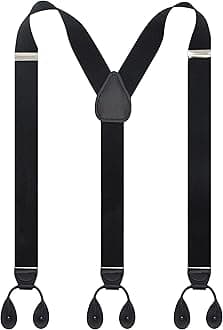 Y Back Button 1.4" Suspenders for Men with Stylish Leather Button Ends Long Lasting Stretch Ultimate Fashion