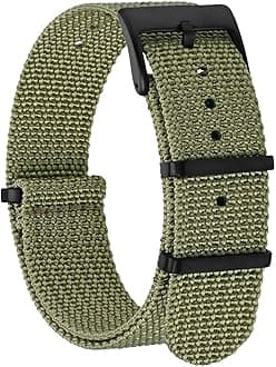 Nylon Watch Straps for Men, One-Piece Military Watch Bands, 18mm 20mm 22mm