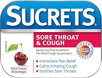 Sucrets Sore Throat Lozenges, Wild Cherry Flavor, 18 Count