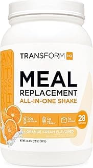 TransformHQ Meal Replacement Shake Powder 28 Servings (Orange Cream) - Gluten Free, Non-GMO