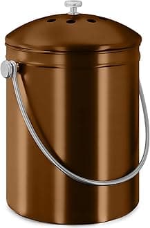 Utopia Kitchen Compost Bin for Kitchen Countertop, 1.3 Gallon Compost Bin for Kitchen with Lid, Includes 1 Spare Charcoal Filter (Copper)