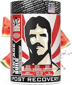 Old School Labs Vintage Build Post-Workout Recovery Powder Drink with BCAAs, Creatine & L-Glutamine to Support Muscle Recovery & Strength for Men & Women – Juicy Watermelon, 30 Servings