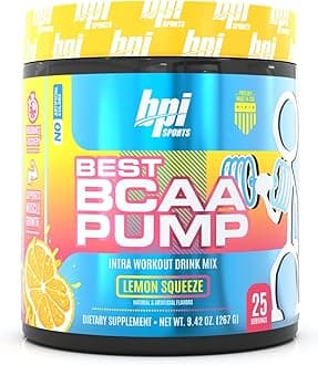 BPI Sports Best BCAA Pump - BCAA Powder Intra Workout Sports Drink with Branched Chain Amino Acids for Hydration & Recovery, for Men & Women - Lemon Squeeze - 25 Servings