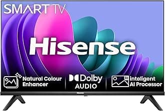 Hisense 32 Inch Smart TV 32E4NTUK - HD Resolution, Natural Colour Enhancer, DTS Virtual:X & Dolby Audio, AI Sports Mode, VIDAA OS with Youtube, Netflix and Disney+ and Freeview Play (2024 Model)