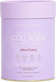 Premium Collagen Powder Infused with Vitamin C and Biotin - Radiance Boost - Nourishing Healthy Hair, Illuminating Skin, Fortifying Joints, and Bones - 14-Serve Mixed Berry Collagen