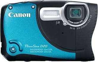 Canon PowerShot D20 12.1 MP CMOS Waterproof Digital Camera with 5X Image Stabilized Zoom 28mm Wide-Angle Lens a 3.0-Inch LCD and GPS Tracking (Blue)