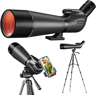 25-75x80 HD Spotting Scope with 64in Tripod and Upgraded Phone Adapter, Clear Image with BAK4 Prism Spotting Scopes for Target Shooting, Bird Watching, Hunting, Wildlife Viewing（Black）