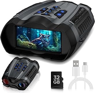 WARMTUYO Night Vision Goggles, 4K Infrared Binoculars with Camera, 9 Gear Night Vision with 5000mAh Battery, 16X Digital Zoom Nightvision with 32GB TF Card, 3.5" HD Binoculars Gift for Mens