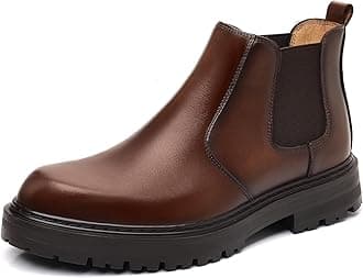Holy dove Men's Wide Toe Box Platform Chelsea Boots Slip-On Casual Ankle Dress Boot