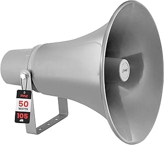 50W Compact PA Horn Speaker - 13.5 Inch Indoor/Outdoor Megaphone with 400Hz-5KHz Range, 8 Ohm, 70V Transformer & Mounting Bracket for 70V Sound Systems (PHSP131T)