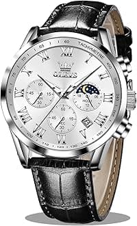 Men's Leather Analog Quartz Watch - Luxury Chronograph Wristwatch with Date, Waterproof, Luminous - Dress Style