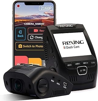 REXING V1 - 4K Ultra HD Car Dash Cam 2.4" LCD Screen, Wi-Fi, 170° Wide Angle Dashboard Camera Recorder with G-Sensor, WDR, Loop Recording, Supercapacitor, Mobile App, 256GB Supported