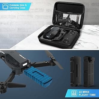 Drone with Camera - Drones for Adults, 1080P HD FPV Foldable Drone with Carrying Case, 2 Batteries, Carrying Case, Adjustable Lens, One Key Take Off/Land, Altitude Hold, 360° Flip, Toys Gifts