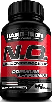 N.O. Nitric Oxide Booster with L-Arginine, L-Citrulline - Non-GMO, Gluten-Free, Vegan - Pre-Workout Supplement for Muscle Growth, Stamina, Energy, Pumps, Vascularity - 60 Capsules