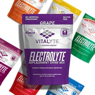 Vitalyte Electrolyte Powder Drink Mix, Isotonic Electrolyte Hydration Mix, Case Pack (6 Pack, Grape)