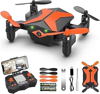 Drone with Camera Drones for Kids Beginners, RC Quadcopter with App FPV Video, Voice Control, Altitude Hold, Headless Mode, Trajectory Flight, Foldable Kids Drone Boys Gifts Girls Toys-Light Orange
