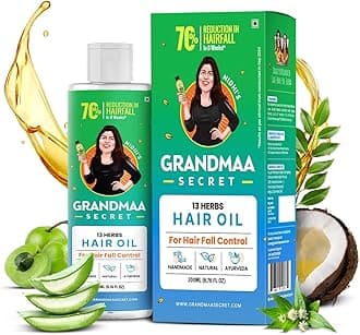 13 Herbs Hair Oil for Hair Growth & Hair Fall Control | Handmade Oil with Aloe Vera, Curry Leaf & Amla | For Dry, Damaged, Frizzy Hair | Men & Women – 200 mL