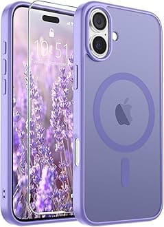 SUPFINE Magnetic for iPhone 16 Plus Case(Compatible with MagSafe)(10 FT Military Grade Drop Protection) Slim Translucent Matte Shockproof with Anti-Fingerprint Phone Case,Purple