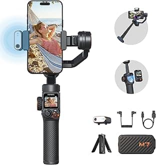 hohem iSteady M7 Gimbal Stabiliser for Smartphone w/AI Tracker, Removable Controller, 500g Payload Gimbal Stabiliser for iPhone Android, 1.4 Inch Touchscreen & Built-in Extension Rod