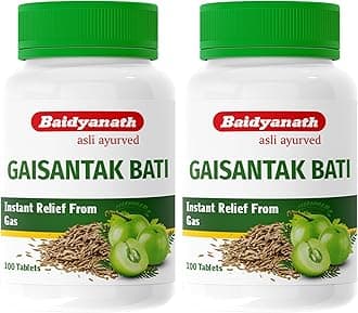 Baidyanath Gaisantak Bati - Instant Relief from Gas and Indigestion - 100 Tablets (Pack of 2)