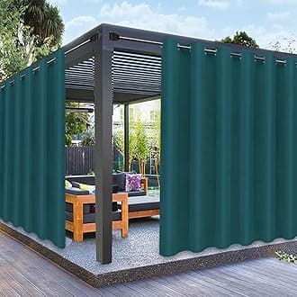 PureFit Outdoor Curtains for Patio Waterproof Weatherproof, UV and Fade Resistant Outside Curtains for Gazebo, Front Porch, Pergola, Sun Blocking Privacy Curtain, 100W x 120L inch, 1 Panel, Teal