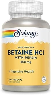 Solaray HCL with Pepsin, 100 Caps 650 mg
