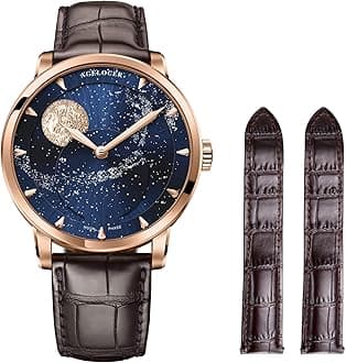Luxury Automatic Mechanical Watch Original Men Watch with 3D Moon Phase Watch Dial Tourbillon Skeleton Men's Wrist Watch for Business, Dating, Casual