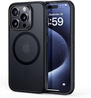 for iPhone 15 Pro Phone Back Case , Compatible with MagSafe, Military-Grade Protection, Yellowing Resistant, Scratch-Resistant TPU Back, Magnetic for iPhone 15 Pro, Classic Series, Frosted Black