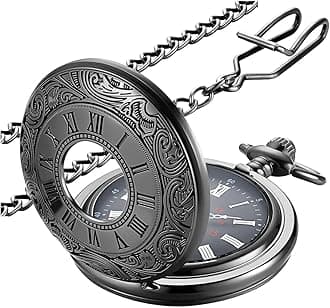 LYMFHCH Vintage Pocket Watch Roman Numerals Scale Quartz Pocket Watches with Chain Christmas Graduation Birthday Gifts Fathers Day
