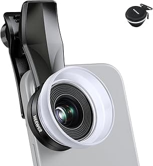 NEEWER 10X Macro Lens with 17mm Thread Clip and Detachable Diffuser Hood, Also for 17mm Threaded Phone Cage/Case/Clamp/Backplate, LS-28 PRO