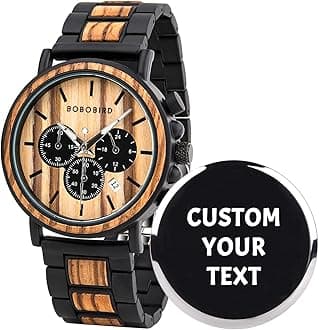 BOBO BIRD Wooden Mens Watches Wood & Stainless Steel Combined Chronograph Military Quartz Casual Wristwatches