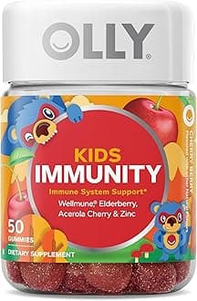 Kids Immunity Gummy, Immune Support, Wellmune, Elderberry, Vitamin C, Zinc, Chewable Supplement, Cherry - 50 Count