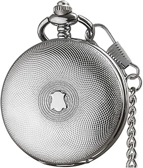 Vintage Hand Wind Up Pocket Watches for Men, Mechanical Pocket Watch with Chain, Mens Skeleton Pocketwatch