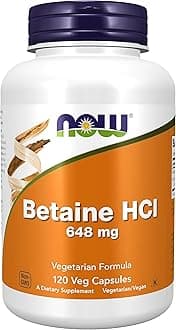 Now Foods, Betaine HCl, 648 mg, 120 Vegan Capsules, Lab-Tested, Gluten Free, SOYA Free, Vegetarian